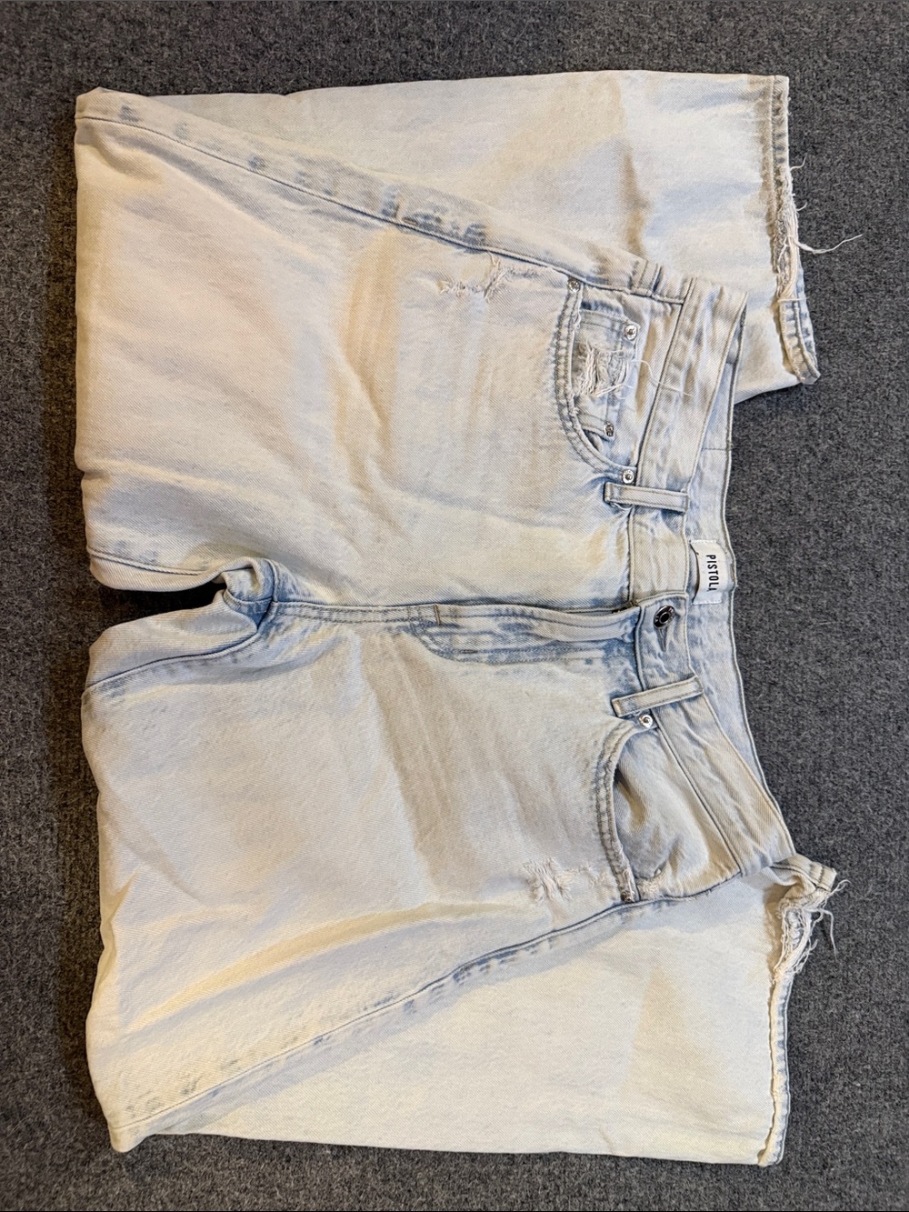 Pistola Straight Crop Distressed Light Wash Jeans Size 27P